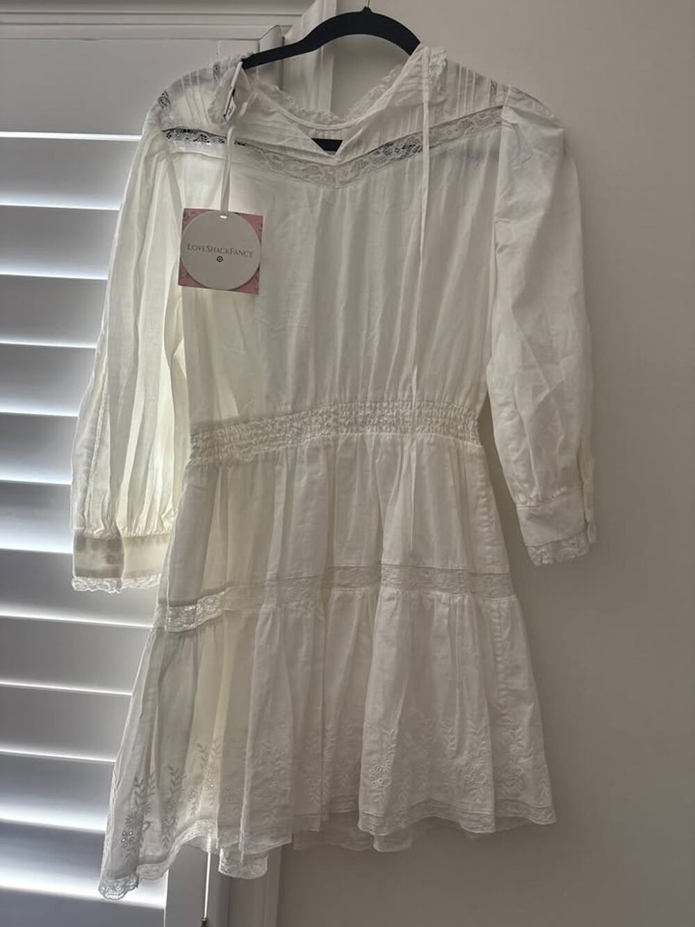 LoveShackFancy x Target White Tiered Lace-Trim Mini Dress NWT- Small